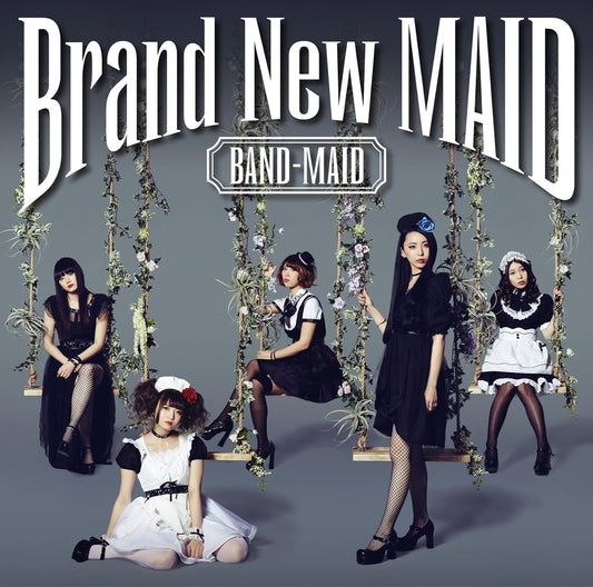 Promotional image for 'Brand New Maid' featuring five women in maid outfits against a gray background.